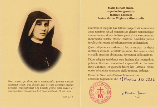  Certyfikat autentyczności relikwii - rewers 